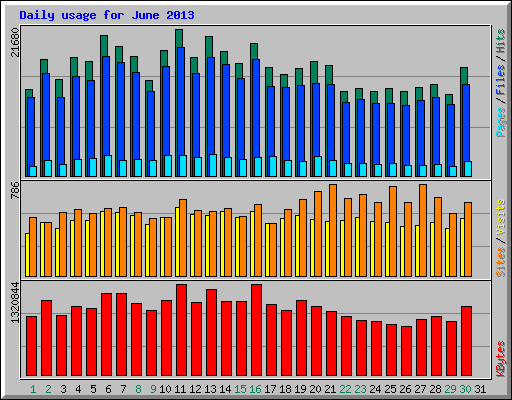 Daily usage for June 2013
