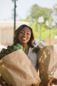 Woman with groceries