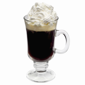 Close up of a glass of Irish coffee