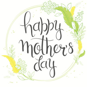 mothers day lettering with branches, swirls, flowers and quote